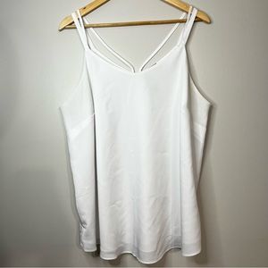 #153 Penningtons White Double Strap Tank with Pleats